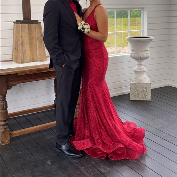mermaid with dress LaDivine CDS482 Prom Dress - Black